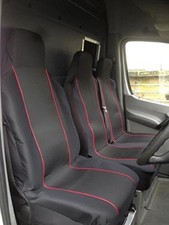 FOR RENAULT TRAFIC SPORT - HEAVY DUTY RED TRIM VAN SEAT COVERS - SINGLE + DOUBLE