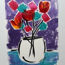 Floral Art Original Abstract Flower Acrylic Painting Modern Pop Art 11x14