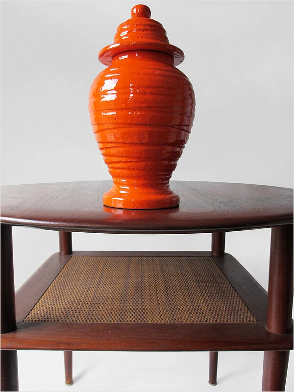 Jarrón bitossi italia mediados de siglo arte naranja moderno cerámica boticario años 60 Foto 4 de 4