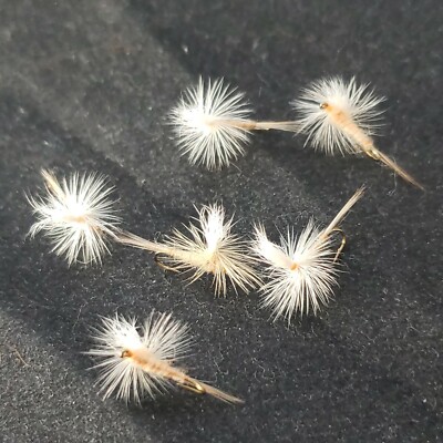 FLY FISHING FLIES PARACHUTE CREAM PUFF SIZE 16 FRONTIER FLY COMPANY PALE ORANGE