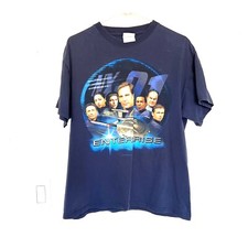 Vintage Star Trek Enterprise Crew Size Large T-Shirt Navy Blue 2001