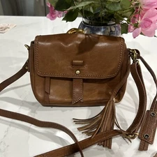 Diba True Brown Leather Crossbody Bag Excellent