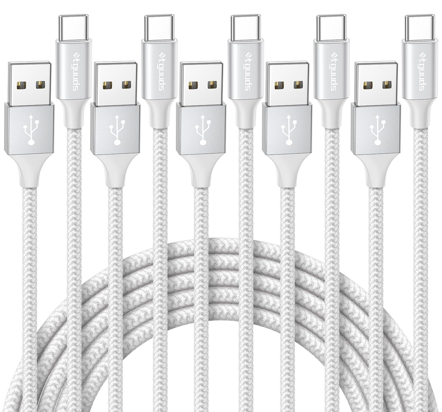 etguuds White USB C Cable 6ft 5-Pack USB to USB C Charger Cable Fast Charging...