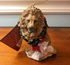 Roman Lion and the Lamb 3.75” Resin Stone Christmas Ornament Figurine In Box NEW