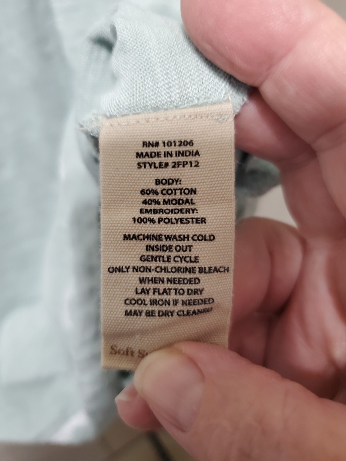 Soft Surroundings Pale Green Slub Cotton/Modal Tunic Size Large