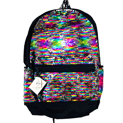 Victoria's Secret PINK Campus Backpack Bling Rainbow Sequins Bag Tote Rare
