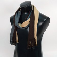 NEW - Broad Striped knit Scarf - Brown, Camel and Gray