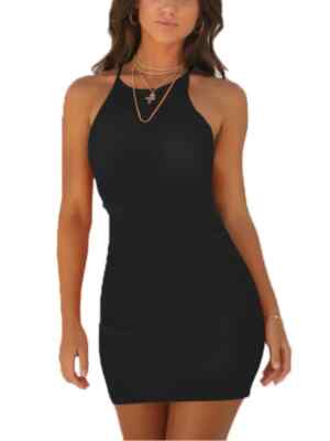 Sexy Solid Color Spaghetti Strap Halter Bodycon Dress Women High Waist | eBay Sexy Solid Color Spaghetti Strap Halter Bodycon Dress Women High Waist | eBay