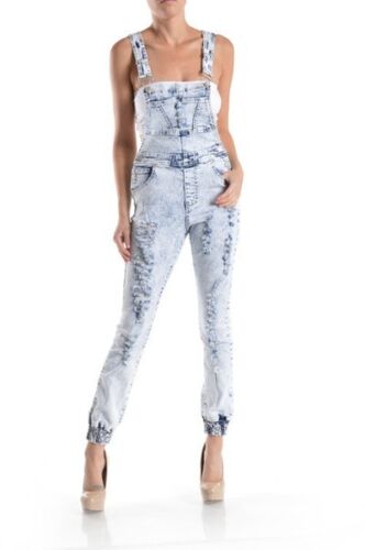 PLUS SEXY ICE BLUE DENIM DESTROYED JOGGER OVERALLS ROMPER JEANS NEW 1X 2X 3X - Bild 1 von 8