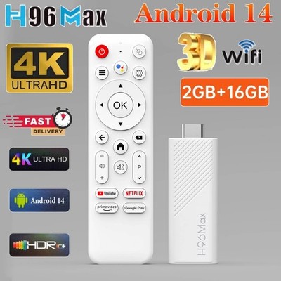 H96Max 4K Ultra HD Mediaplayer 2/16 GB Andriod 14 Fire TV Stick, BT5.4, Wifi 6