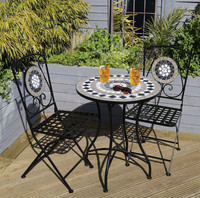Black and Grey Mosaic Bistro Set - grade B return RRP £99.99