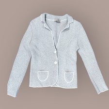 Tan Knit Blazer with White Trim Medium