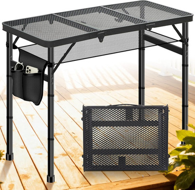 Folding Camping Table, 3Ft Camping Table Aluminum Folding Table with 3 Adjustabl