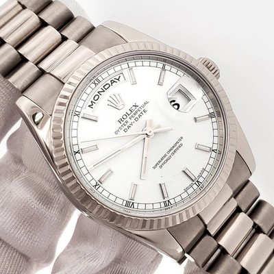2002 Rolex President White Gold Day-Date 118239 Silver Index 36mm