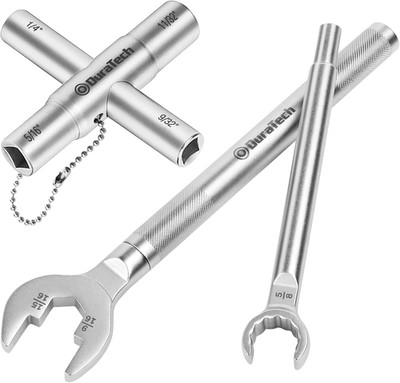 3-In-1 Plumber  & 4 Way Sillcock Key, 2-Pack, for Valve, Faucet Nuts, and Spigot