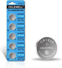 CR1620 5 Pack for Key Fob Tracker 70Mah 3V Lithium Battery 5-Year Warranty