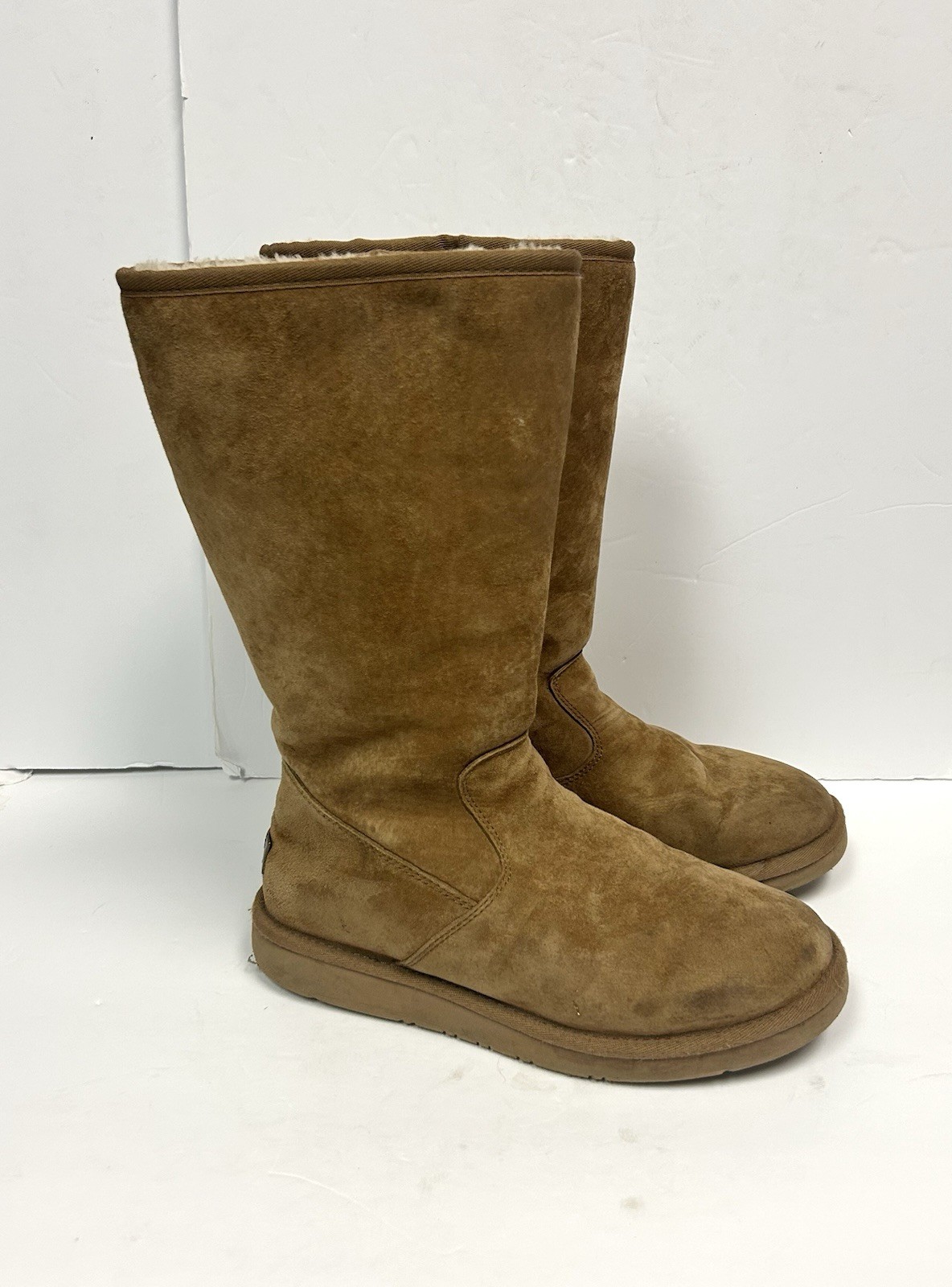 UGG Australia Boots Women 8 Alber Chestnut Suede Tall Zip Up Suede Sheepskin