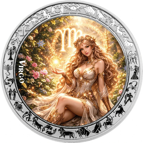 2026 Ghana 5 Cedis Zodiac Goddess Virgo 1 oz Silver Proof Colorized Coin