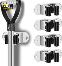 Mop and Broom Holder Wall Mount Heavy Duty Stainless Steel Wall Mounted