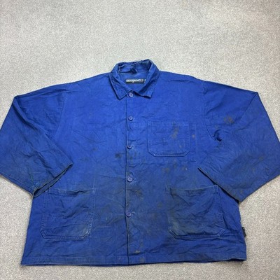 Vintage französische Jacke Erwachsene X Large blau Arbeitskleidung abgenutzt ...