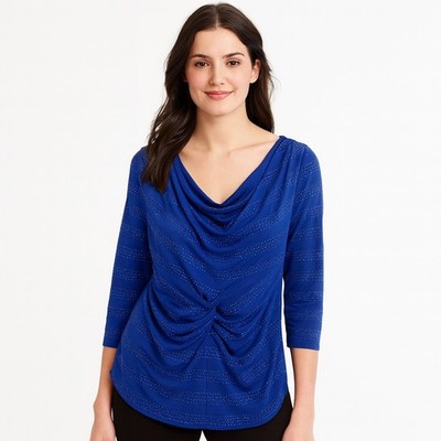 Women's ELLEN TRACY Blue Embellished Semi-fitted Tunic Top XL