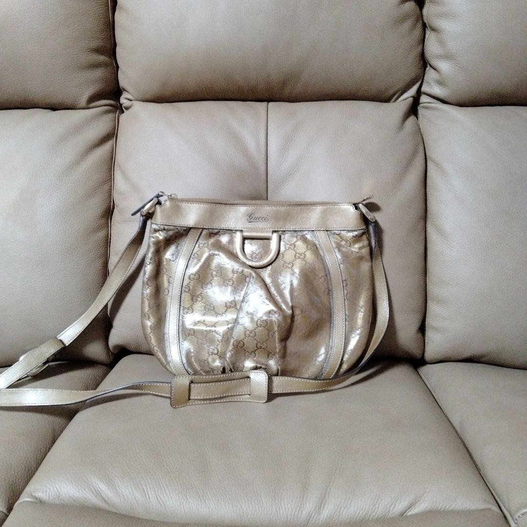 GUCCI GG PVC Gold Shoulder Bag Authentic Model 203257 02026 F05301651