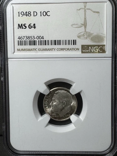 1948-D Roosevelt Dime 10C MS64 NGC