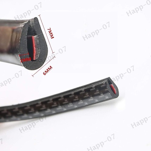 Carbon Fiber Car Door Edge Guard U Shape Trim Seal Protector Strip Black 5M - Afbeelding 6 van 11