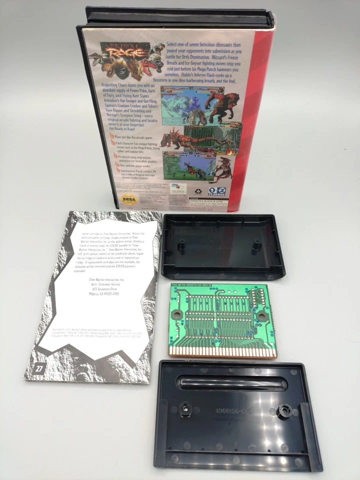 Primal Rage (Sega Genesis, 1994) W Box & Manual Authentic CIB COMPLETE - Image 2 of 2