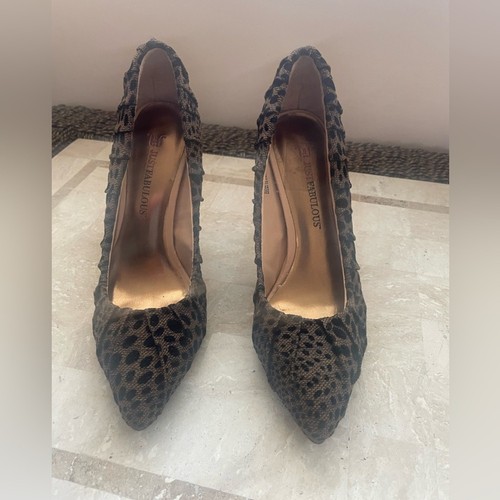 Just Fabulous leopard fabric heels.