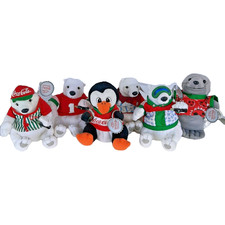 Coca‑Cola Bean Bag Plush Lot of 6 Vintage 1999 Polar Bears Penguin Seal
