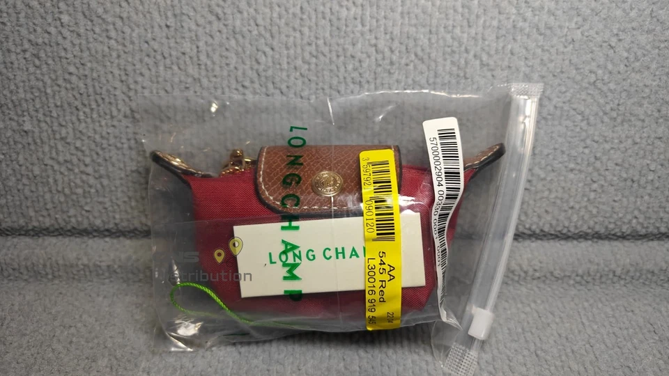 Longchamp Le Pliage Lona Monedero Bolsa Papel Rojo NUEVO STOCK EN EE. UU. Y ENVÍO Foto 3 de 4