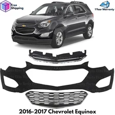 Front Bumper Cover Fascia & Grille Assembly Kit For 2016-2017 Chevrolet Equinox