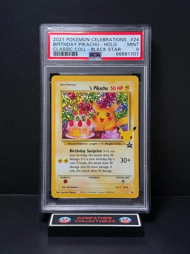 2021 Pokemon Celebrations Classic Collection Birthday Pikachu-Holo #24 PSA 9