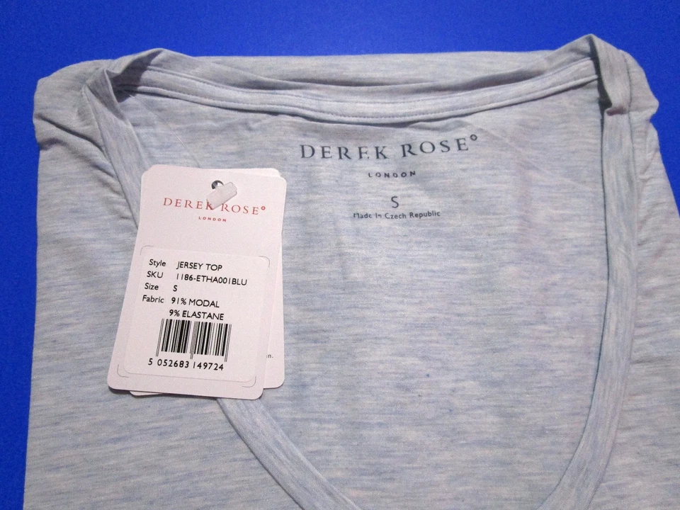 DEREK ROSE WOMENS SLEEP TEE - SMALL - MICRO MODAL - RRP. £180 - BLUE NIGHTIE - Image 4 of 4