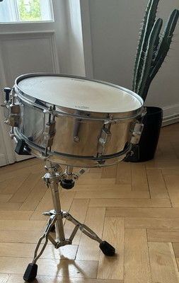 SONOR Snaredrum Metall mit Snareständer, Schlagzeugset Snare, Remo UX Schlagfell