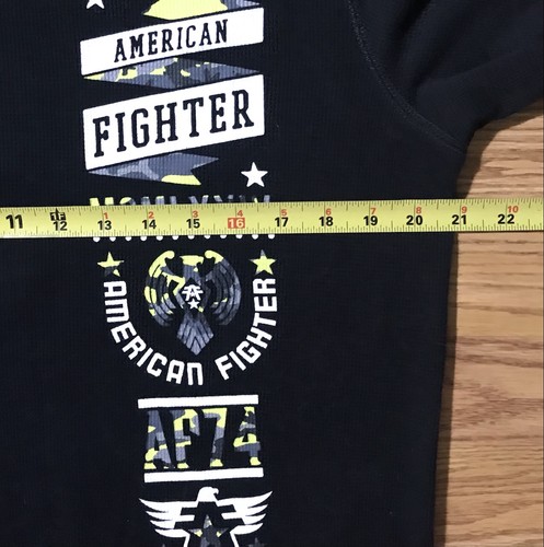 American Fighter Black & Yellow Graphic Print Thermal Shirt Mens XL Made in USA - Picture 6 of 12