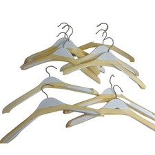 Wooden White Curved Clothes Hangers Heavy Duty Set of 20