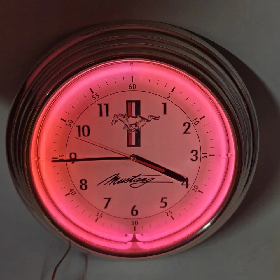 Reloj de pared original Ford Mustang Taxor 2002 neón 15" Foto 2 de 4