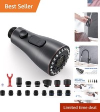 3-Function Pull Down Kitchen Faucet Sprayer Head - Easy Install, 15 Connectors