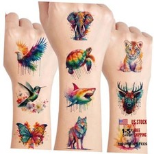 Watercolor Animals Tattoo for Kids - 60 Styles - Medium for Kids