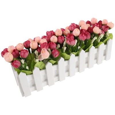 Simulated Potted Plant Artificial Plants Flower Wooden Fence Decor