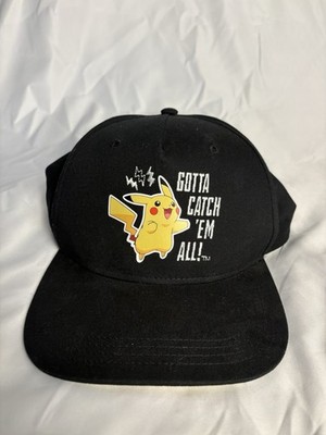 Pokémon Pikachu Black Snapback Hat Cap Adjustable One Size Adult Embroidered