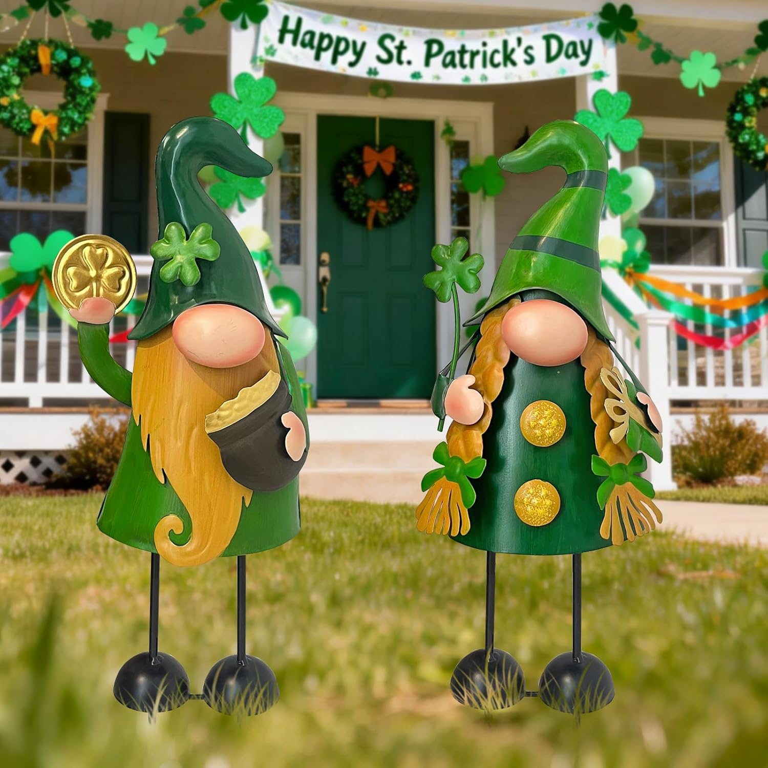St Patricks Day Decorations, 18 Inch St Patricks Day Gnomes Outdoor Decor, 2Pc M
