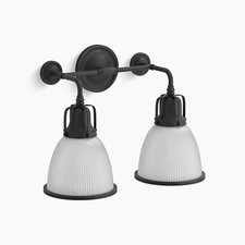 Aplique de pared Kohler Hauksbee campana de 2 luces negro mate K-32282-BLL