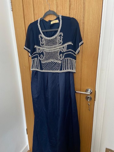 Navy Silk Elegant Maternity ASOS Dress size 14 - Picture 2 of 4