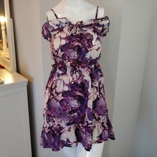 Juniors 3/5 OP dress spaghetti strap floral purple