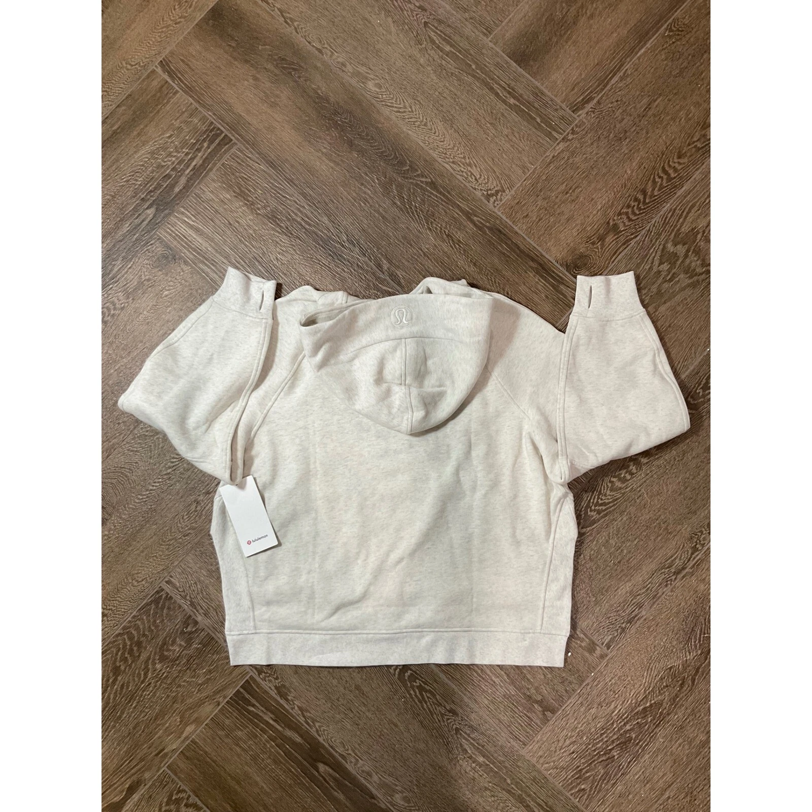 OFF WHITE Felpa con cappuccio LULULEMON Scuba oversize con spacco laterale nuova con etichetta taglia XL XXL