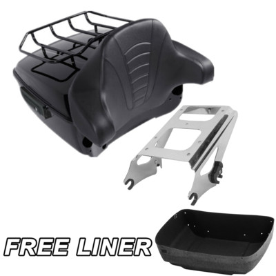 King Trunk Backrest Pad Mount Rack Fit For Harley Touring Street Glide 2009-2013