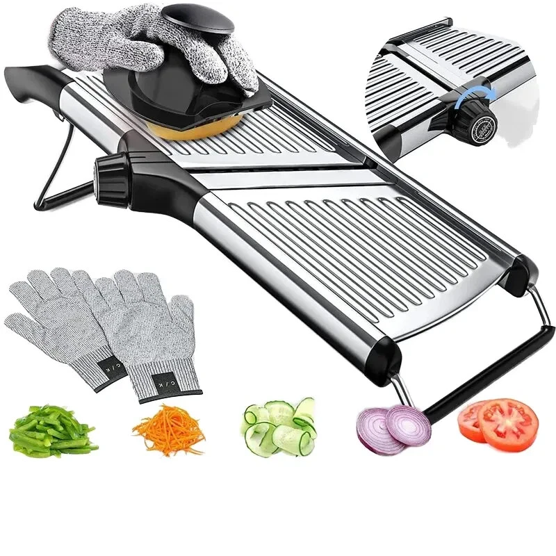 Fruit/Vegetable multiblade Slicer Stainless Steel w/safety gloves Mandoline